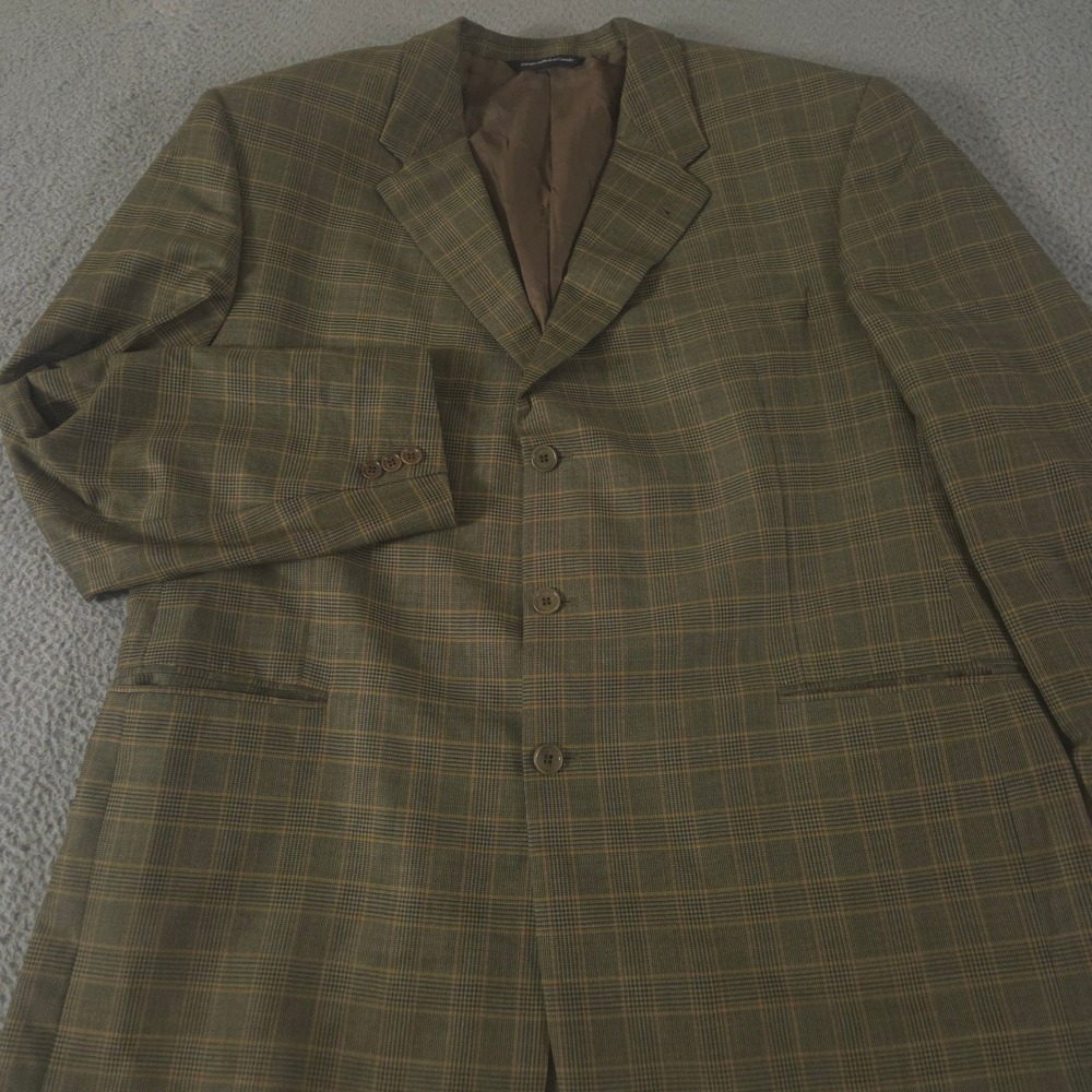 VINTAGE Coppley Blazer Mens 48 Tall Plaid Ermenegildo Zegna Wool Coat Jacket 90s